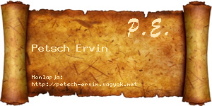 Petsch Ervin névjegykártya