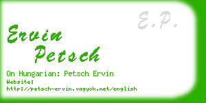 ervin petsch business card